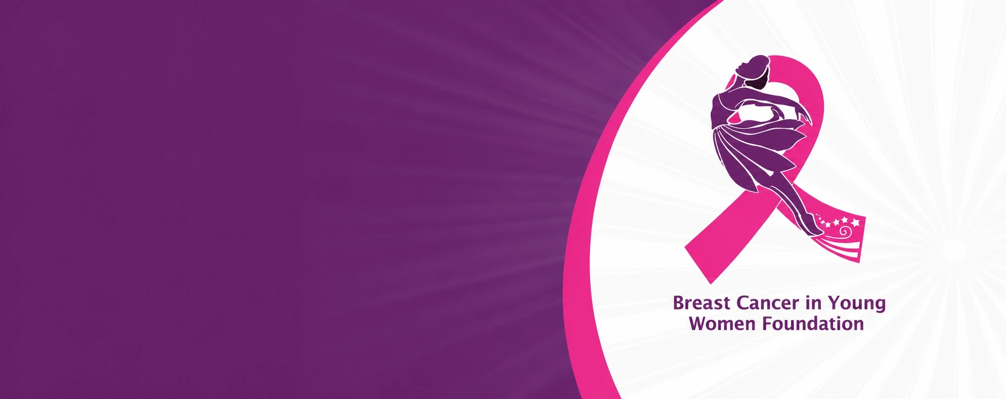 BCYW Foundation pink-purple ribbon emblem on a purple banner