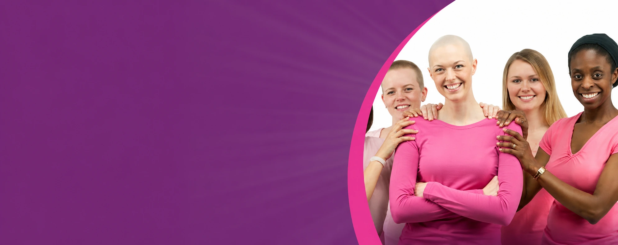 Breast cancer patients and supporting friends dressed in pink